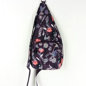 Vera Bradley Sling Backpack Bag Floral Plum Purple Pockets Adjustable Strap